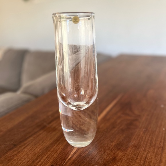 Mid-Century Thick Bubble Glass Vase solid glass vase made Poland heavy clear 11” - Picture 4 of 7